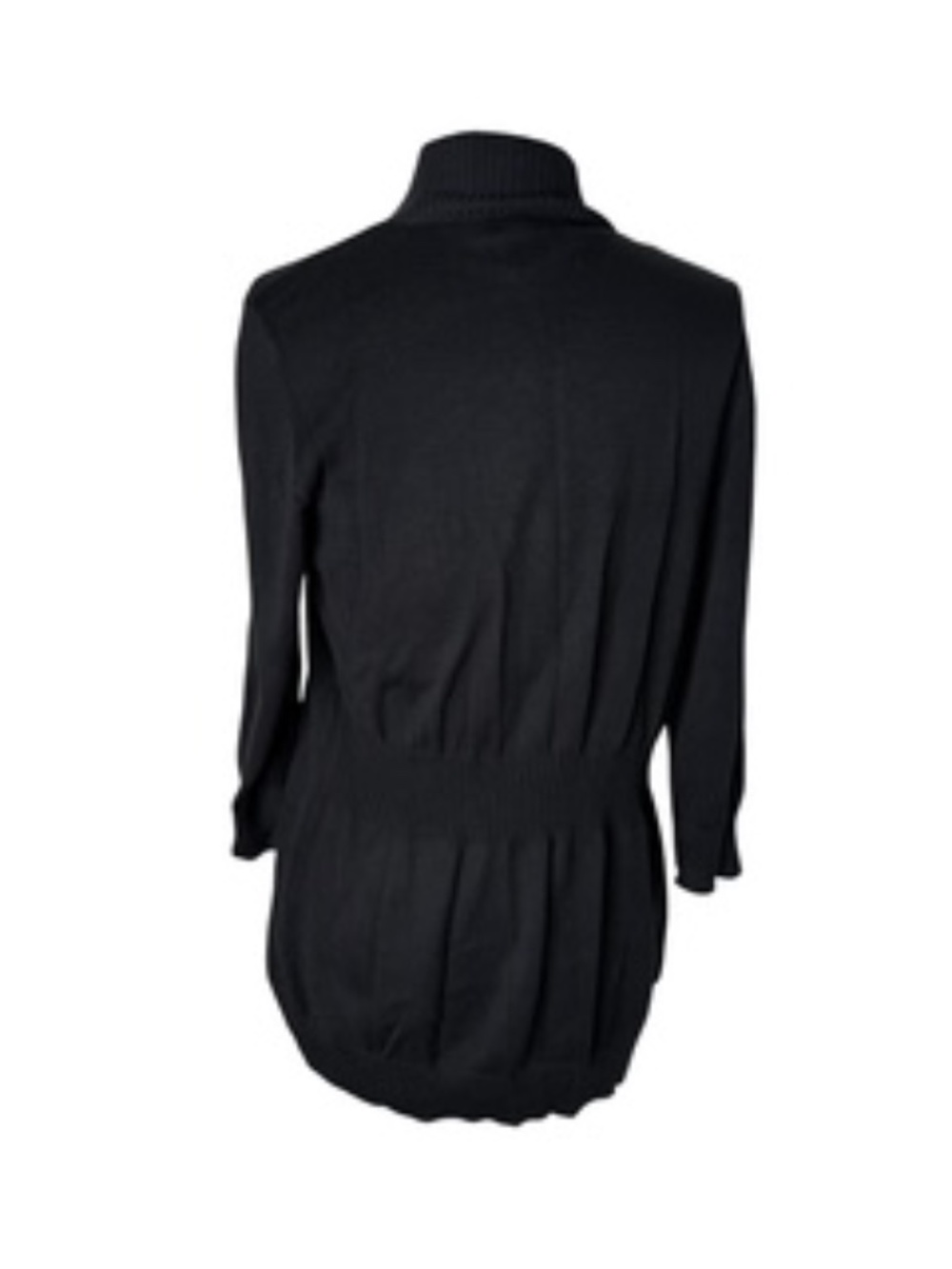 Verve Ami Open Front Gathered Back Waist 3/4 Sleeve Black Cardigan Size L - Picture 3 of 6